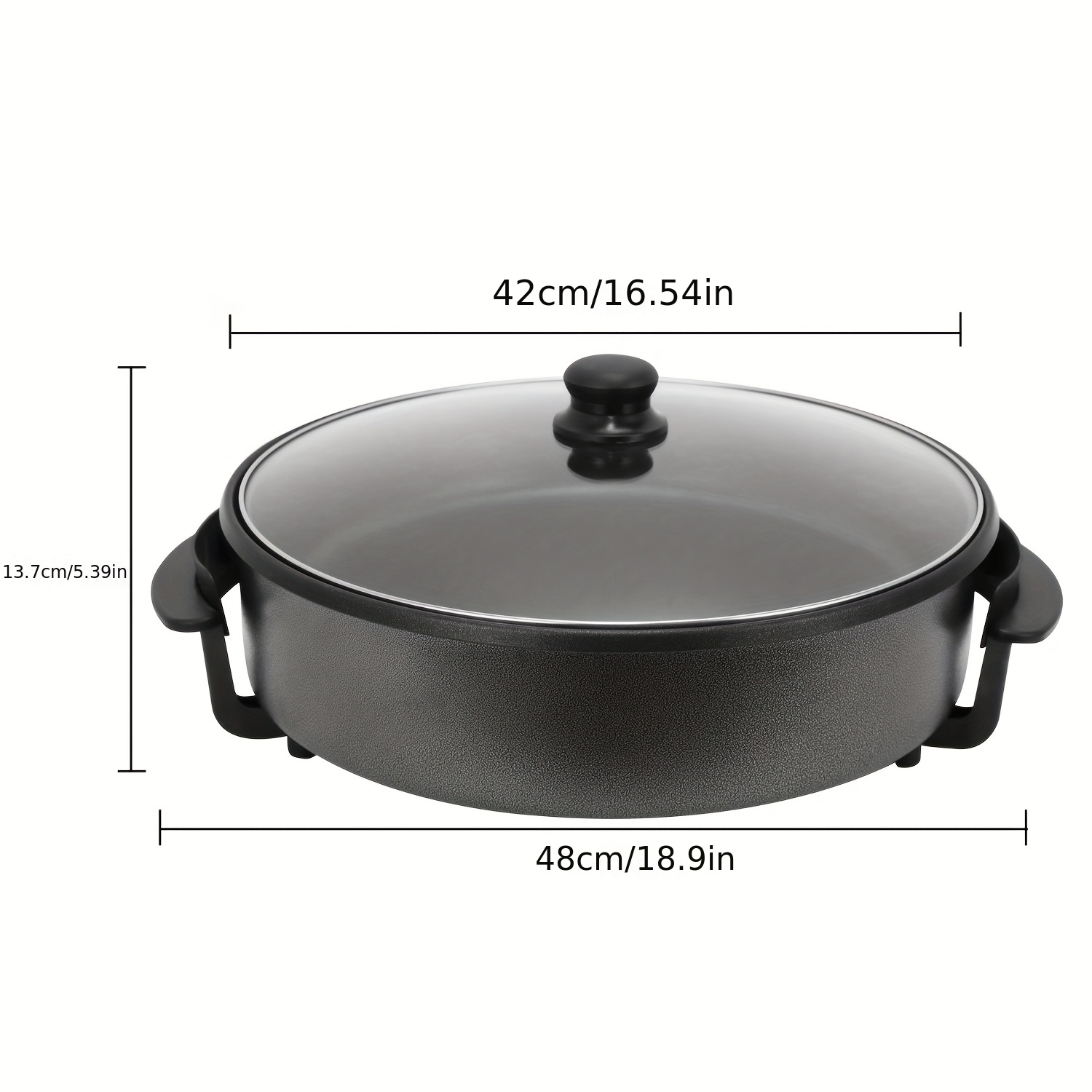 SUPERLEX 42cm Multi Meal Cooker, Electric Frying Pan With Non-stick Coating, Electric Skillet With Lid, Adjustable Temperature Control For Camping, Party, Pizza, 1300W [Energy Class A+++]