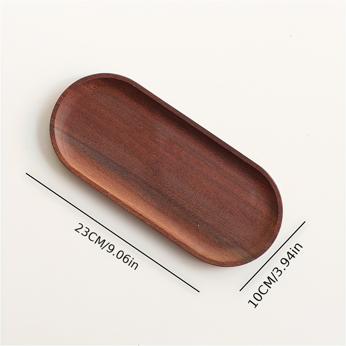 Image of 1pc Versatile Acacia Wood Jewelry Tray - Round, Square, Oval Shapes For Necklaces & Accessories Storage, Perfect For Home Decor, Dining, And Coffee Cups, Jewelry Trays
