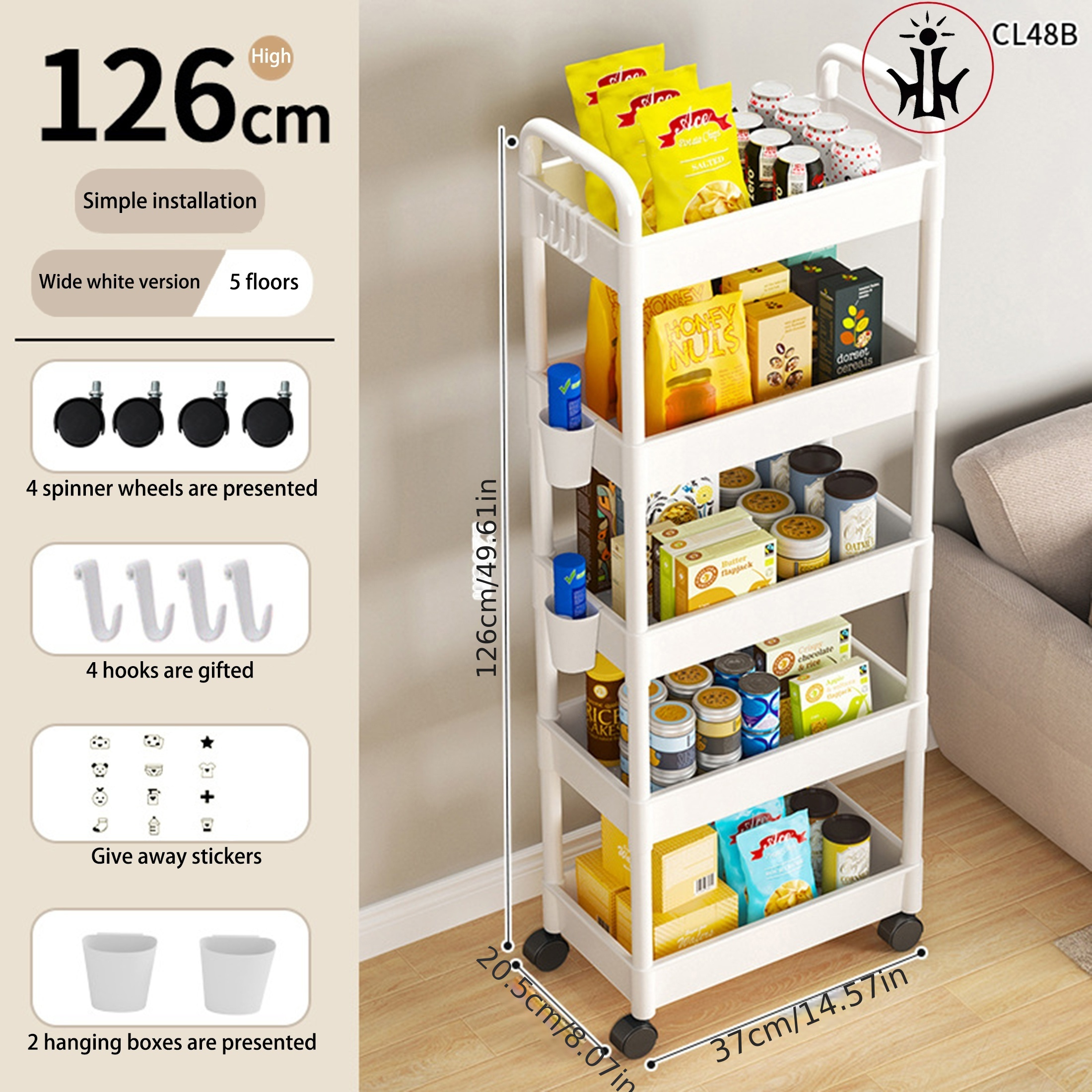 Household Kitchen Shelf Small Stroller Storage Rack Floor - Temu