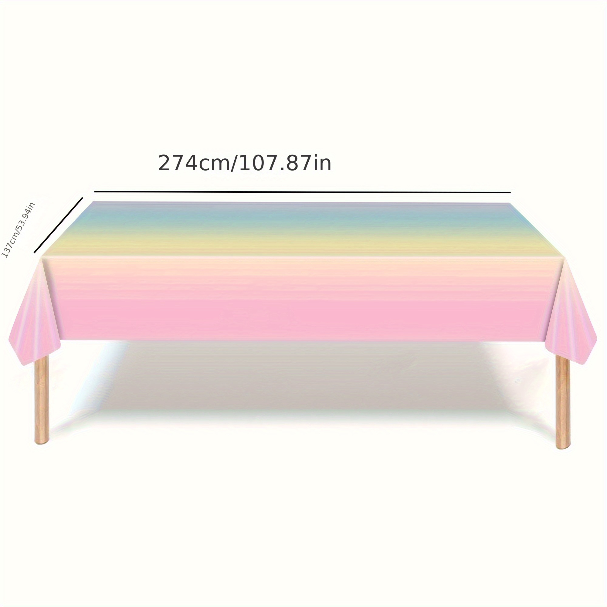 TEMU Halloween, Chrismas, 1pc Rainbow Theme Party Tablecloth Decor Rainbow Tablecloth, Pastel Tablecloth For Rectangular Tables, Rainbow Tablecloth,