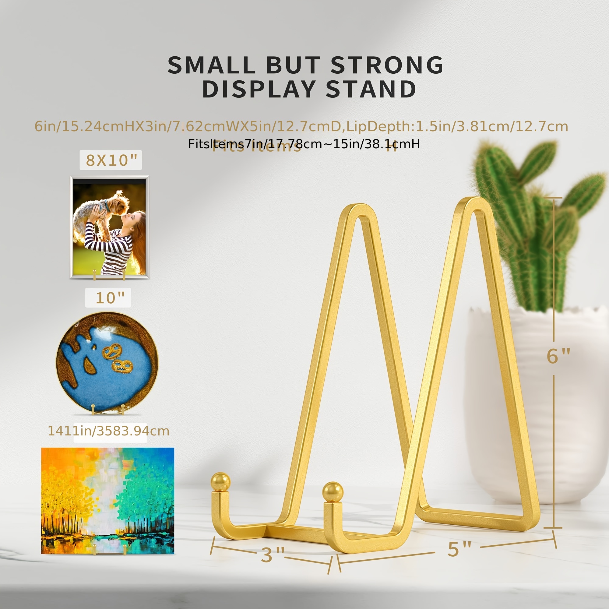 2pcs Picture Frame Stand Easel Stand For Display Golden Decorative