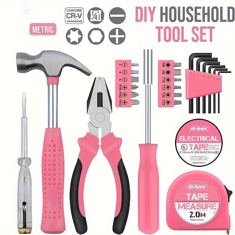 

Pink Household Tool Set Tools An Advanced Tool Set Designed Specifically For Women, Including Small Tools Such As , Gauges, And Screwdrivers. More Suitable For Women, Maintenance Is No A Man's Patent