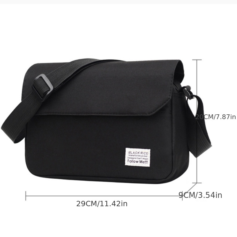 Men Minimalist Flap Messenger Bag Canvas Solid Color Canvas