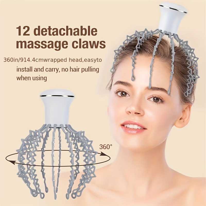 Head Scalp Massagers for Headache Relief,Scalp Stress Relax, 12 Roller Balls Prongs Head Massage Scratcher Deep Relaxation, Hair Stimulation Head