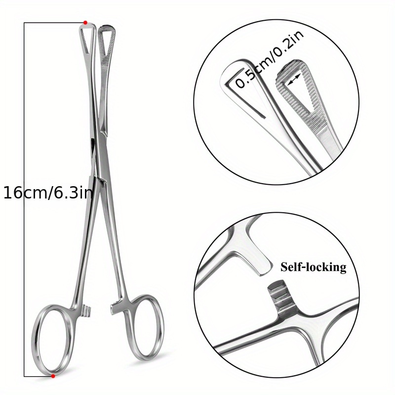 Stainless Steel Curved Locking Clamp Forceps Piercing Tools