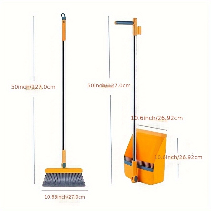2pcs set of brand   in 1 rotatable and foldable magnetic suction broom dustpan sweeping set enlarged and thickened household broom living room bedroom pet hair cleaning broom non stick   blue orange white broom Product details 1