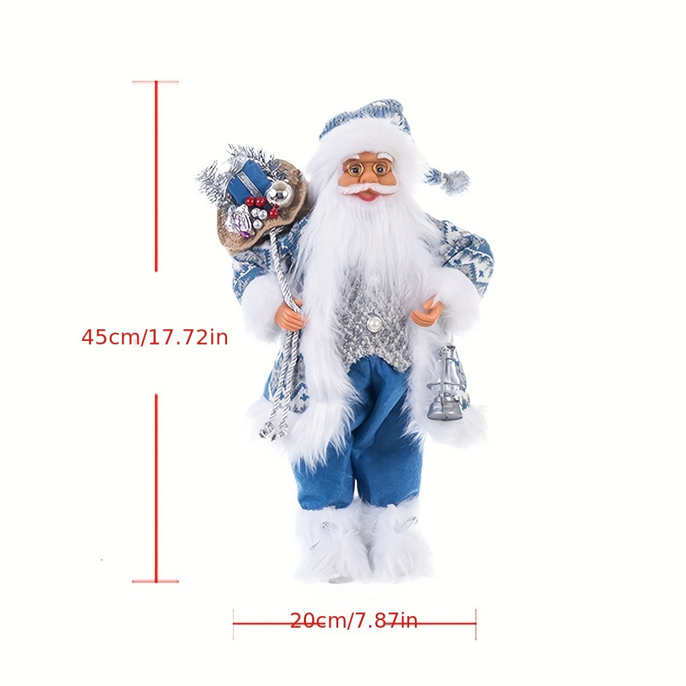 1pc Christmas Decoration, Santa Claus Christmas Tree Ornaments, New Year Gift For , Fabric Blue Santa Claus Window And Fireplace Tabletop Decorative Ornaments