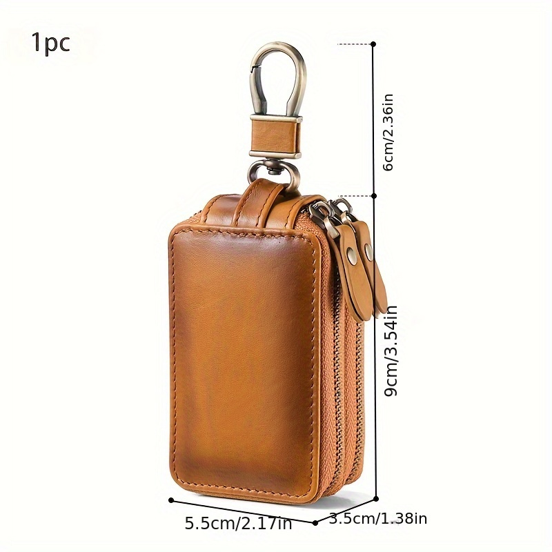 Storite PU Leather Key Case Pouch Wallet Keychain Key Holder With 6 Hooks  Zipper Closure (Brown -12.5 x 7.5 cm) : : Fashion