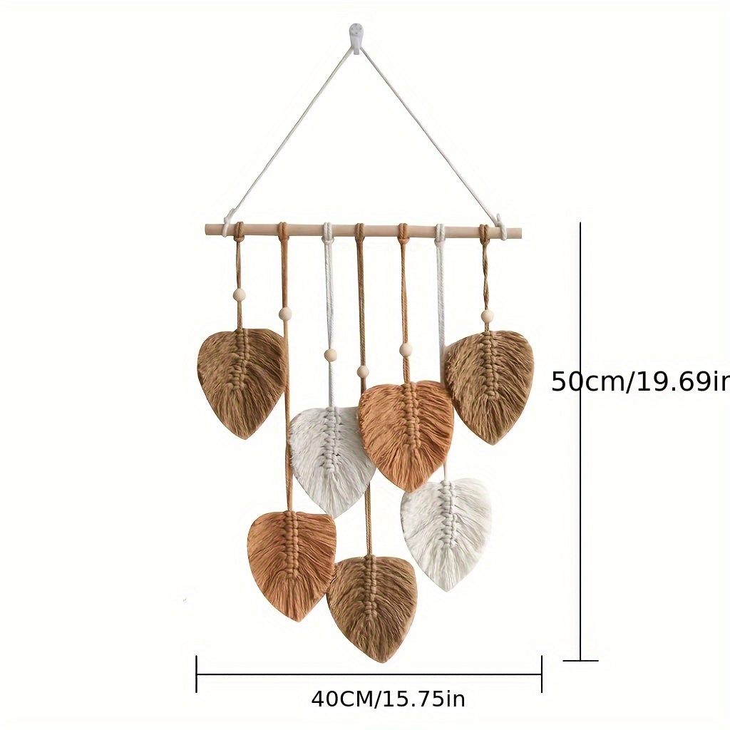 TEMU Tapestry - And Brown Leaf Pattern With Hemp Rope Hook, Horizontal Interior Decoration Painting, Suitable For Home Office, Bedroom, Living Room -