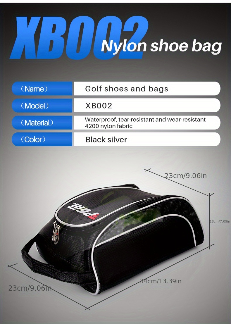 1pc portable golf shoes bag with zipper breathable water resistant shoe case details 0