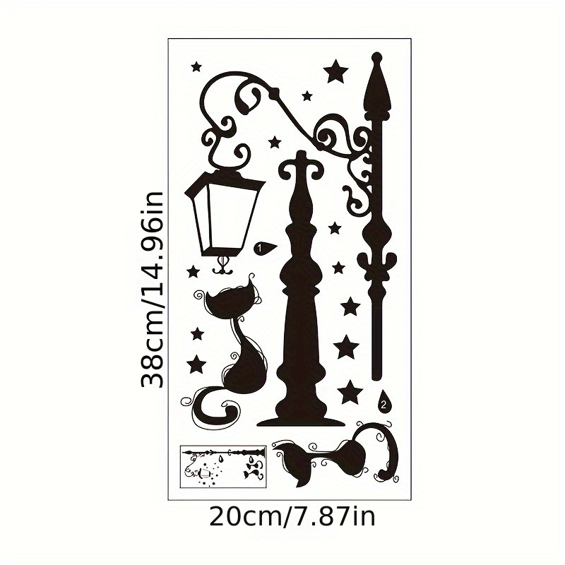 1pc Street Lamp Wall Sticker, Removable Waterproof Vinyl Wall Sticker, For Home Wall Bedroom Living Room Wall Decoration Wallpaper Pattern, Peel And Stick, 7.87*14.96in