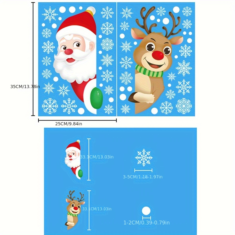 2023 Autocollants de Noël Fenêtres, flocons de neige Santa Stickers muraux  Décoration de Noël statique,PVC Décalets pour verre Xmas Hiver Décorations  : : Cuisine et Maison