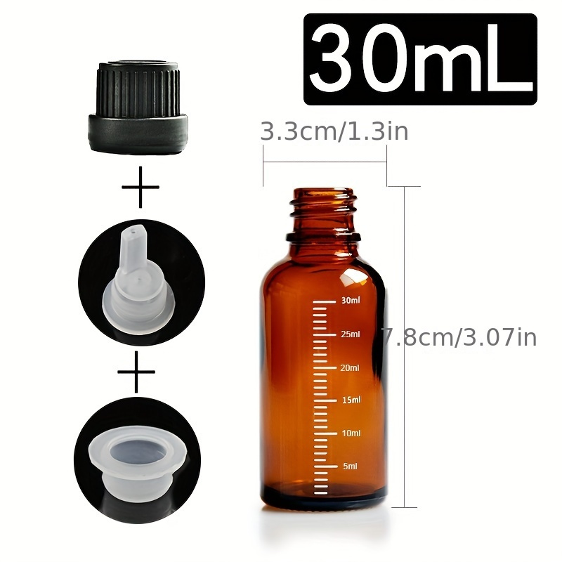 Set Of 6 Empty 1oz Amber Glass Dropper Bottles, Perfect For Essential Oils , Complete With Pipettes For Easy Dispensing - Ideal For Travel