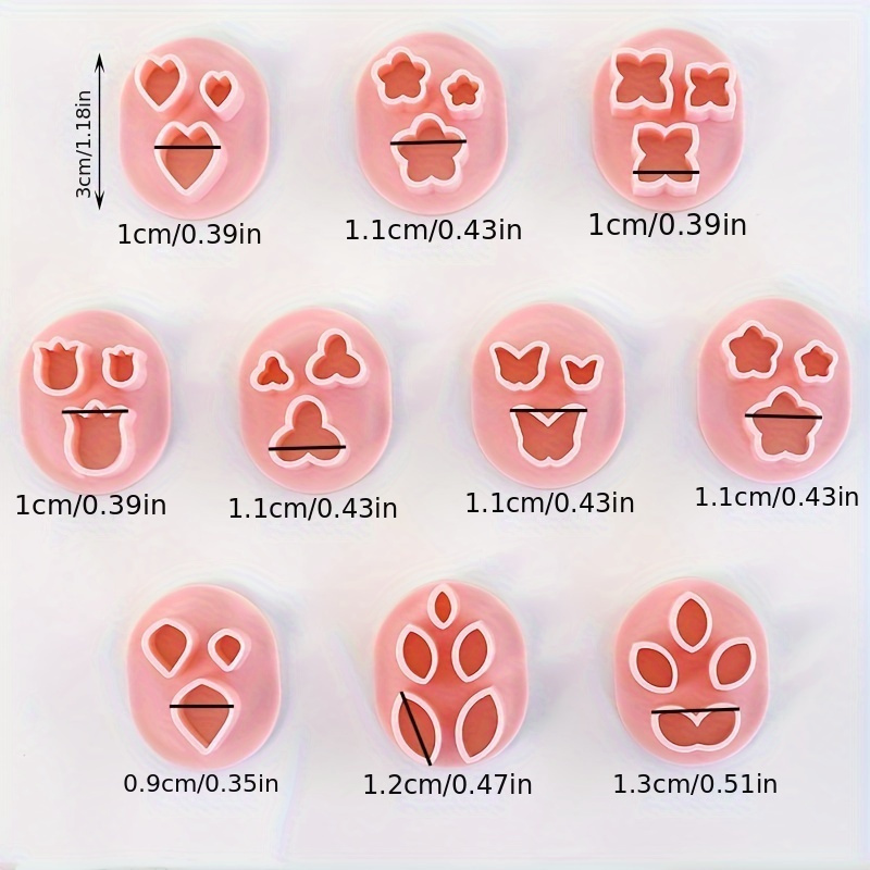 TEMU 10pcs Polymer Clay Cutters Mini Clay Cutters For Polymer Clay Earrings Making, 10 Shapes Floral & Leaf & Micro Clay Cutters, Clay Cutters For Polymer Clay Jewelry