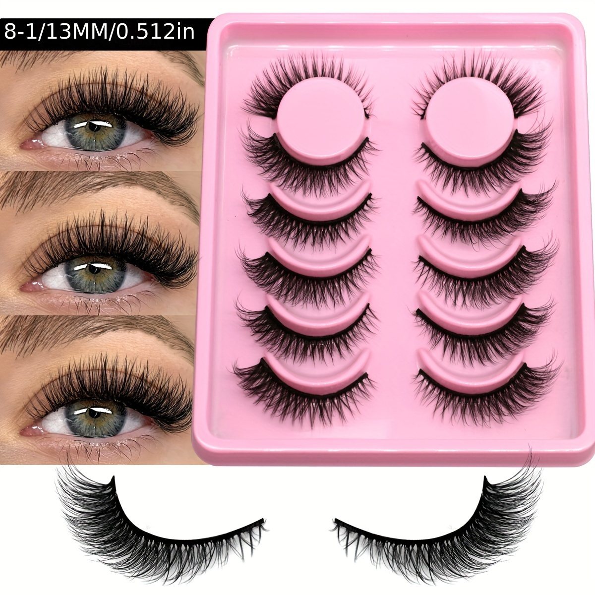Image of Groinneya 6 Pairs False Eyelashes Fluffy Cat Eye Lashes Fox Eye Lashes End Eye Elongated Fake Lashes Curly Wispy Mink Lashes Natural Look Kitten Eye Lashes For Beginners, Dates, Parties, Festivals