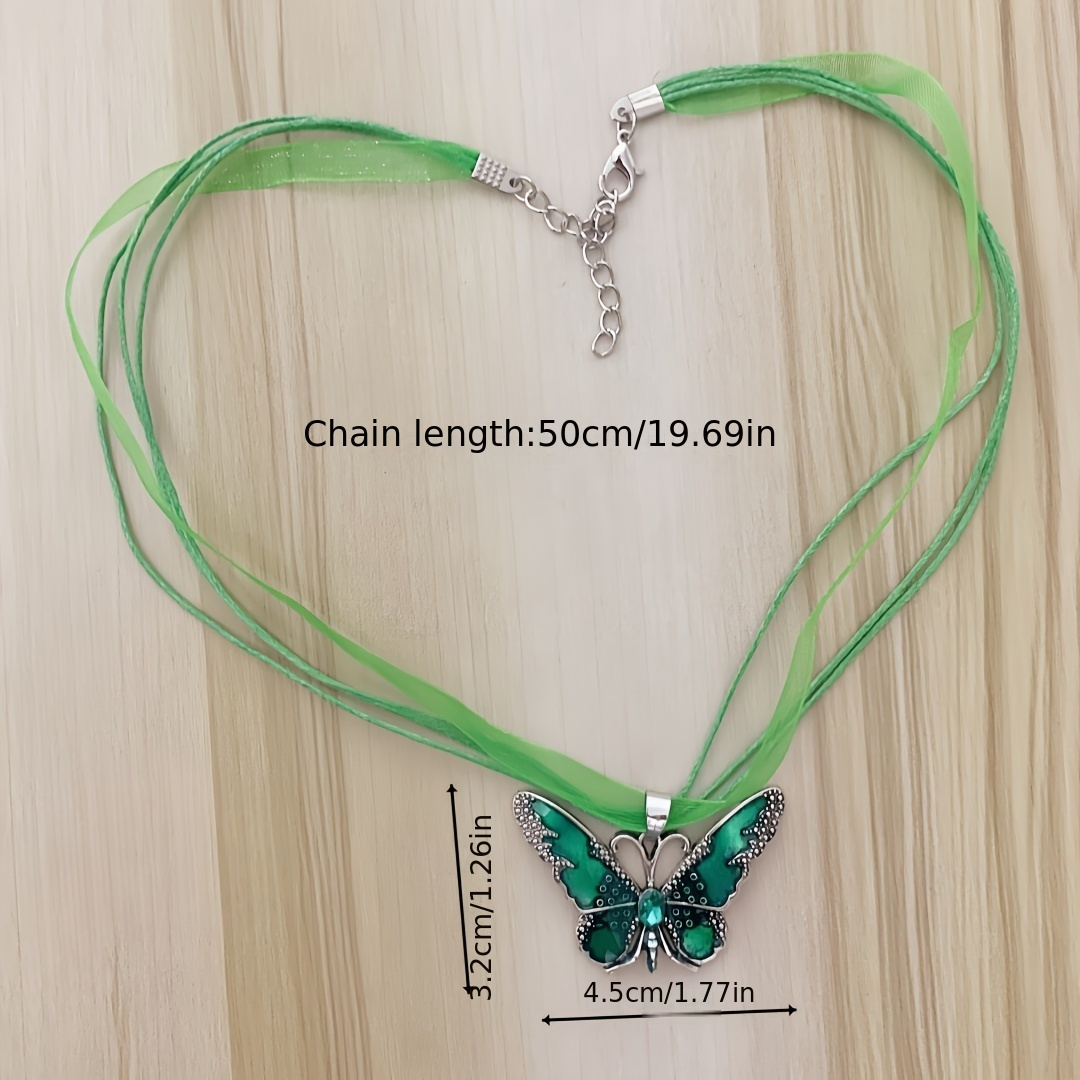 Synthetic Crystal Butterfly Pendant Necklace