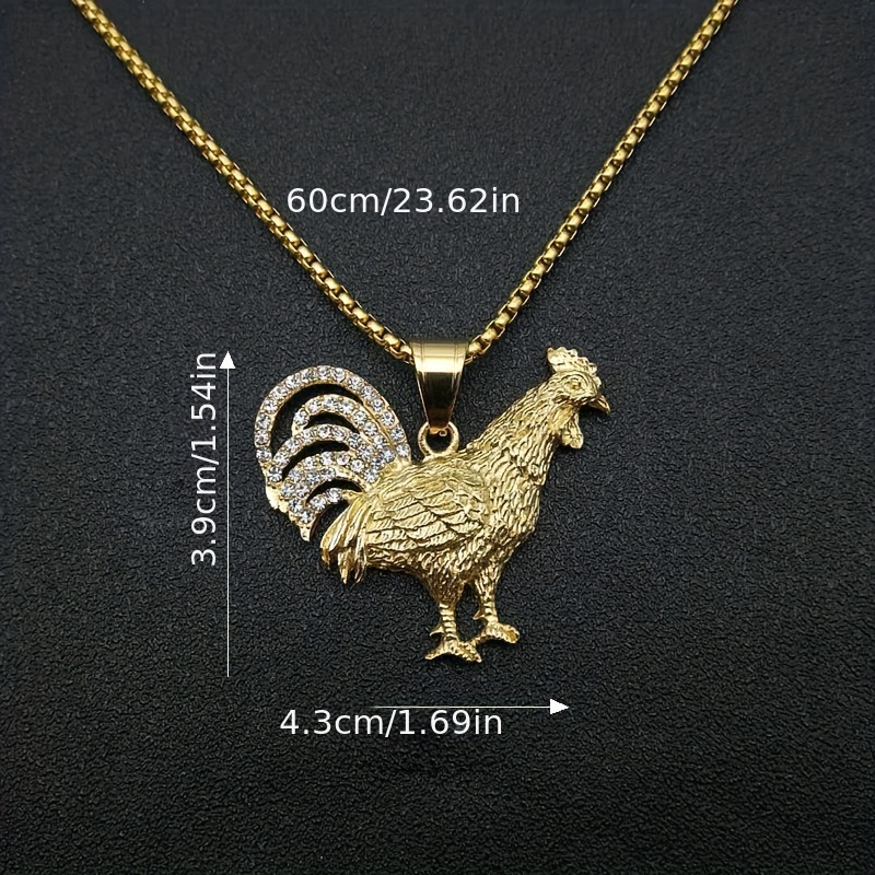 Golden Steel rooster pendant / Rooster pendant / Rooster 