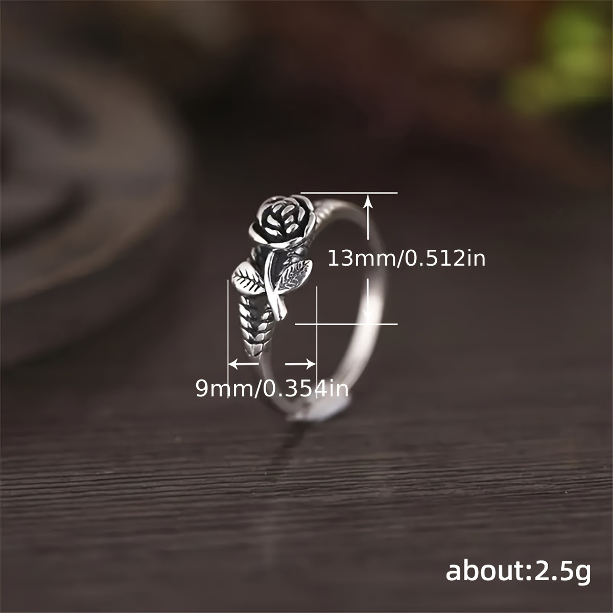 Vintage Distressed Floral Ring - 1pc 3D Rose Flower - Classic Thin Band Statement Ring - Temperament Alluring Index Finger Jewelry