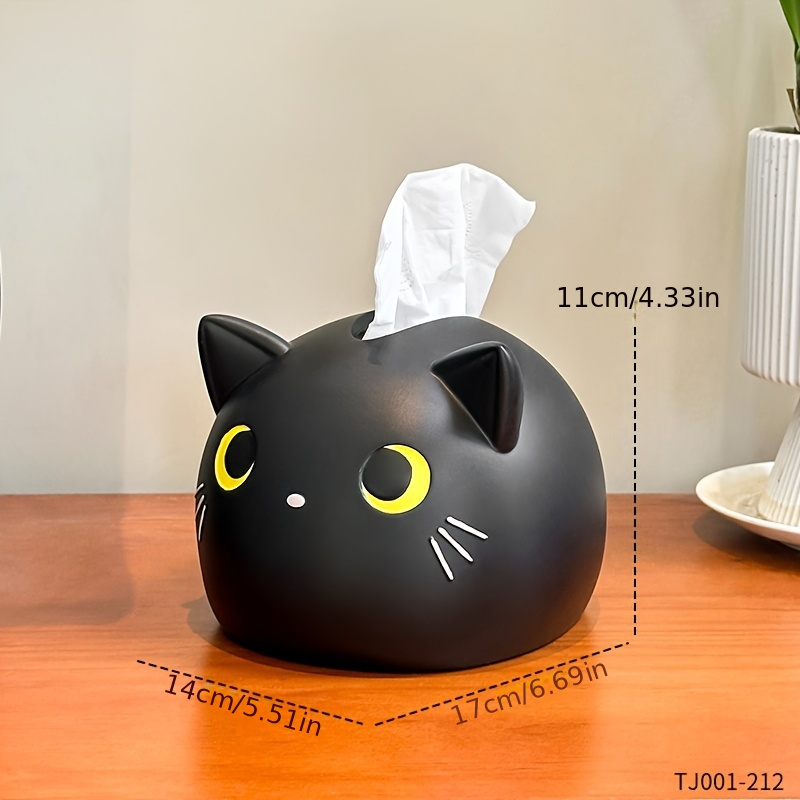 1pc cute soft resin cat tissue box cartoon tissue box cover adorable black and white cat tissue box paper storage napkin box tissue holder home decor