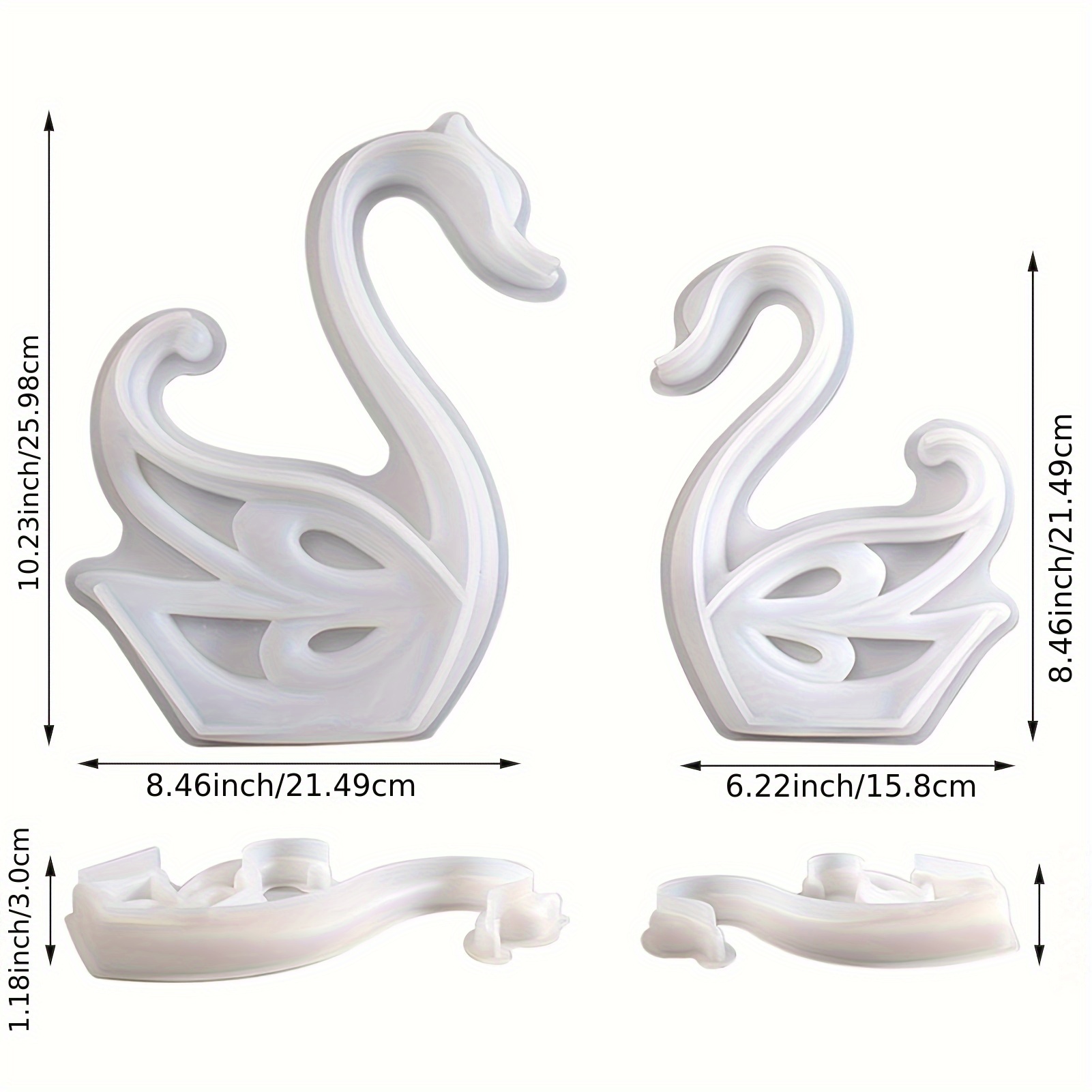 Resin Silicone Mold, 2pcs Silicone Swan Molds | Valentine's Day Themed, Animal Shaped, Durable And