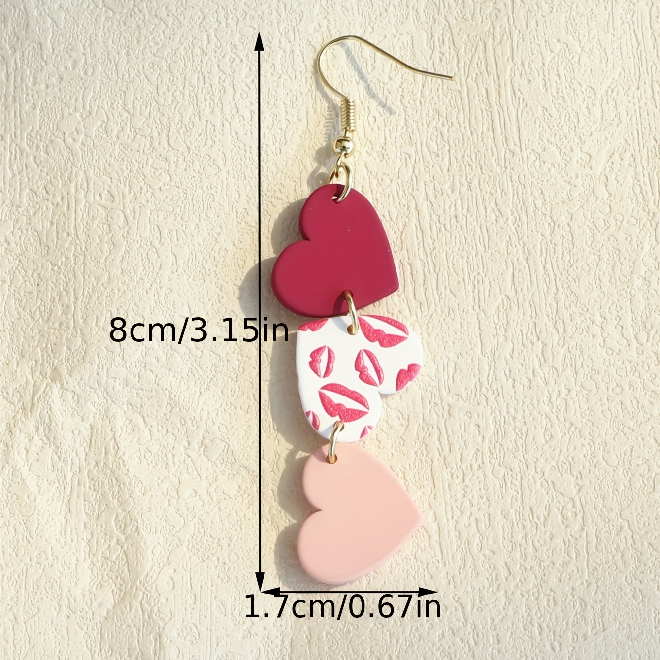 Acrylic Heart Earring, Big Heart Earrings, Red Heart Earring, Pink Heart  Earring, Valentines Day Earring 