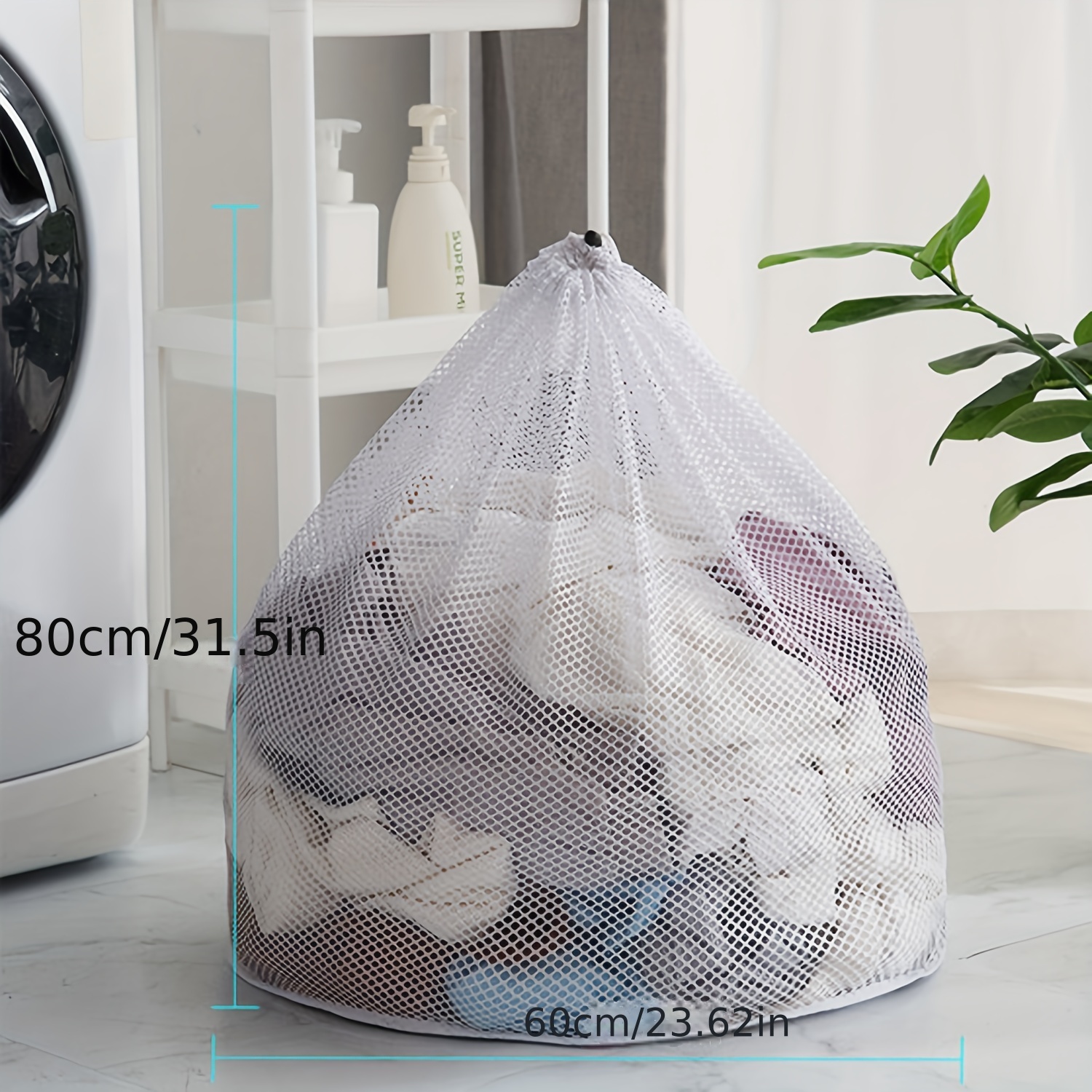 1pc Mesh Laundry Bag, Machine Washable Drawstring Design Travel Mesh  Laundry Wash Bags For Blouse, Hosiery, Stockings, Underwear (4 Sizes)  80x60cm/23.