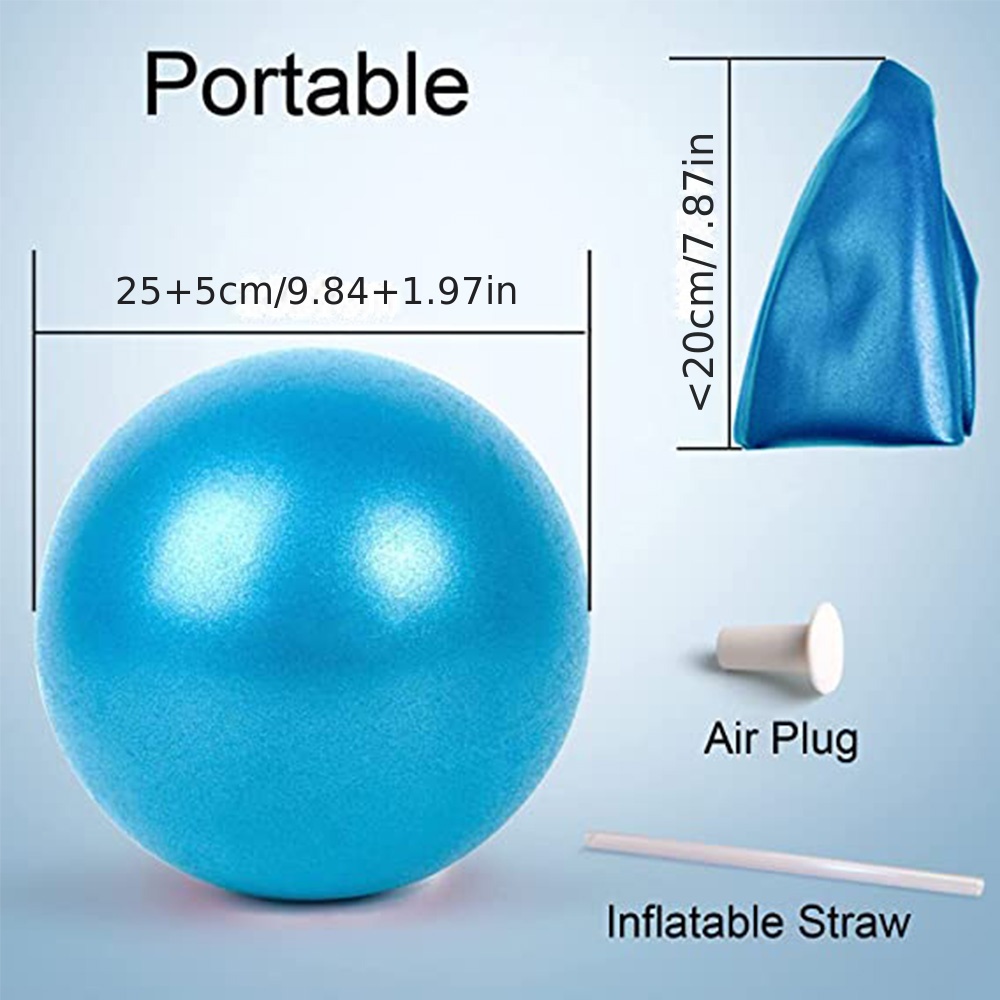 Mini Yoga Ball Fitness Small Exercise Pilates Balls with Inflatable Straw  PVC 25cm Yoga Massage Ball