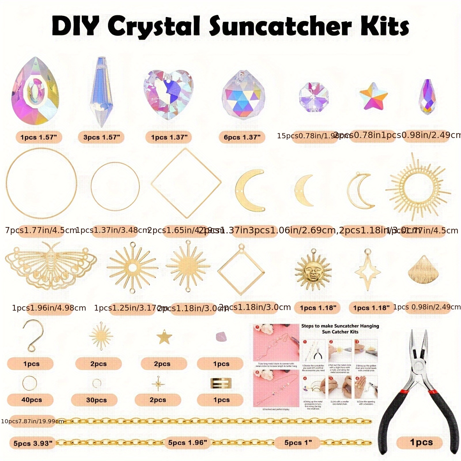 SelfTek 158Pcs DIY Crystals Suncatcher Making Kits Craft for Adults,  Crystal Prisms Parts Hanging Crystals for Indoor Window, Rainbow Maker  Pendants