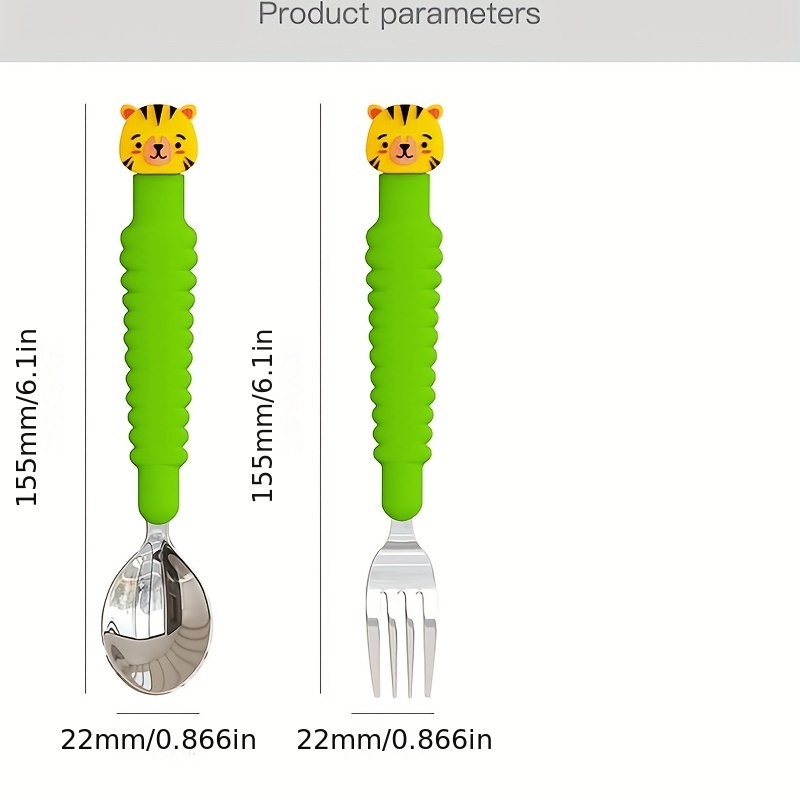 Cartoon Long Handle Fork & Spoon Set for Kids