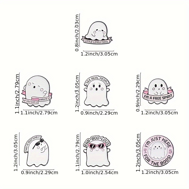 7pcs Ghost Enamel Pins Set Halloween Spooky Cartoon Punk Funny Jewelry Gift