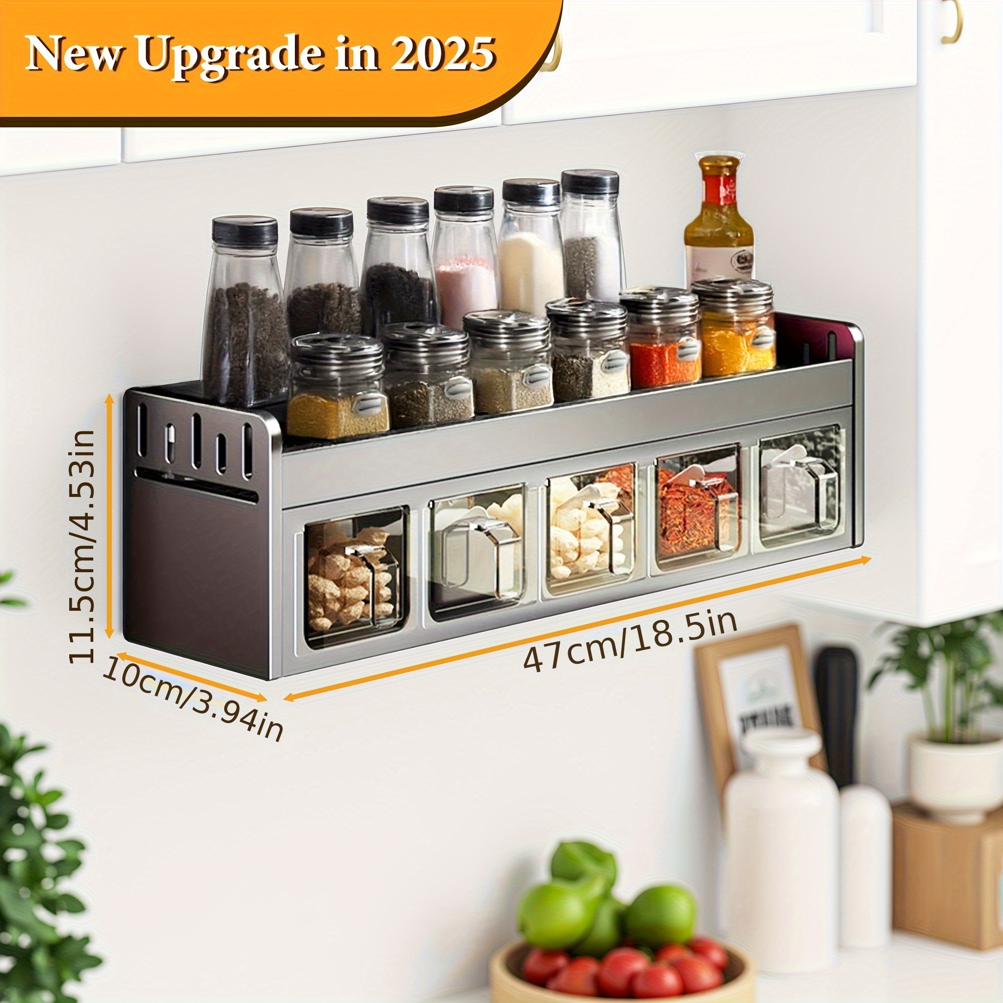 Rack Seasoning Canisters Wall-Mounted Spice Organizer Set Durable