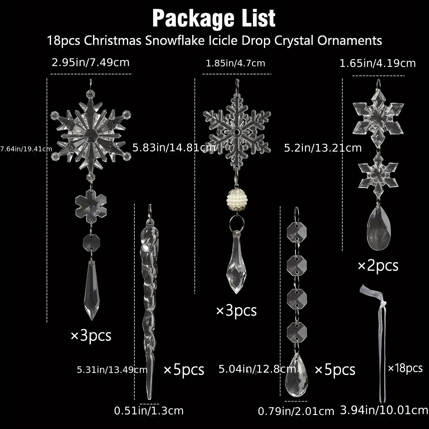  OuMuaMua Christmas Decorations Crystal Ornaments Set for Tree -  Acrylic DIY Ornaments Christmas Hanging Crystal Snowflake Decorations for  Christmas Tree Winter Party Supplies : Home & Kitchen