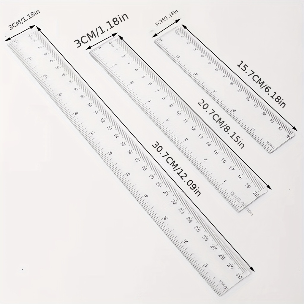 1pc 20cm Plastic Transparent Ruler Simple Straight Ruler Measuring