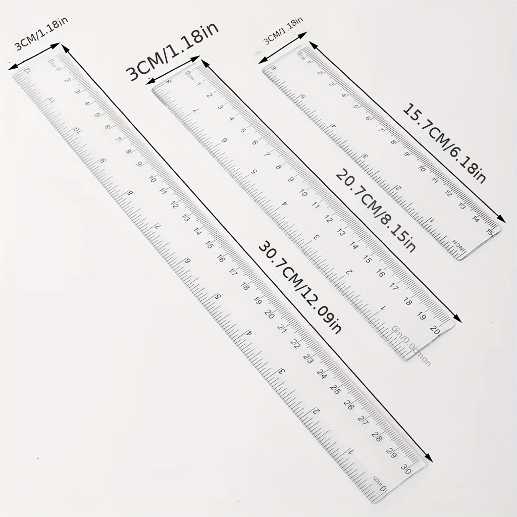 Transparent 30cm Scale Ruler Plastic Straight Ruler