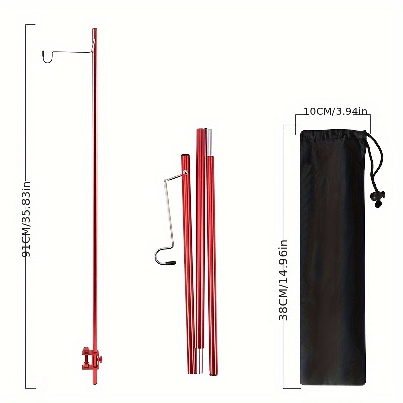 TEMU Support de lumière pliable d'extérieur pour camping, alliage d'aluminium ultraléger, support de poteau de lumière de bureau portable, support de