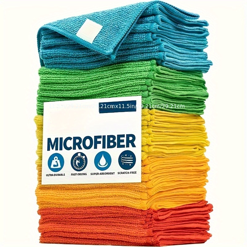 

Microfiber Cleaning Cloths - Woven, No-streak, Absorbent Towels For Kitchen, Bathroom, Living Room, Bedroom - Multipurpose Use