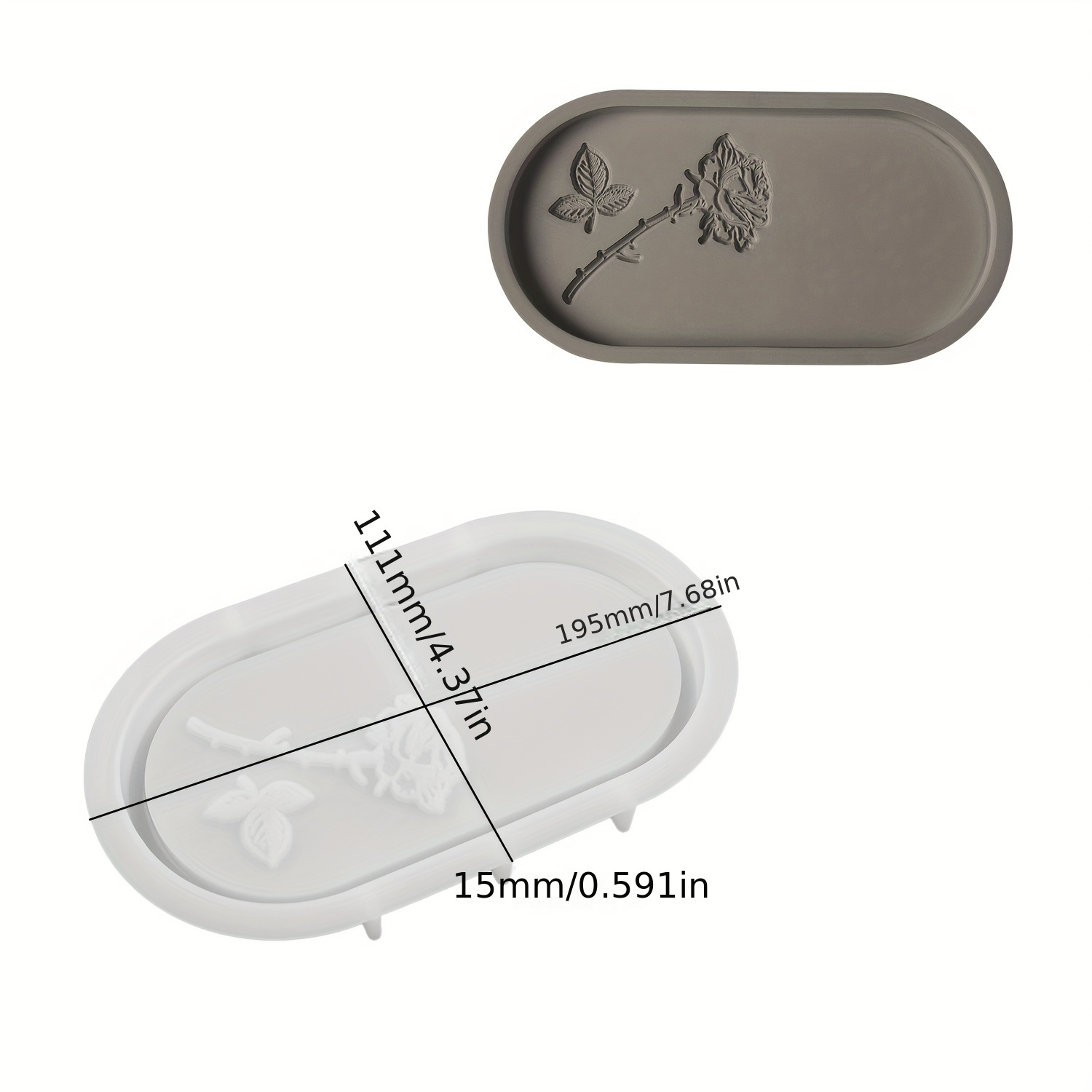 Oval Silicone Mold For Diy Gypsum & Cement - Rose And Carved Design, Jewelry Trays And Home Decor Crafts