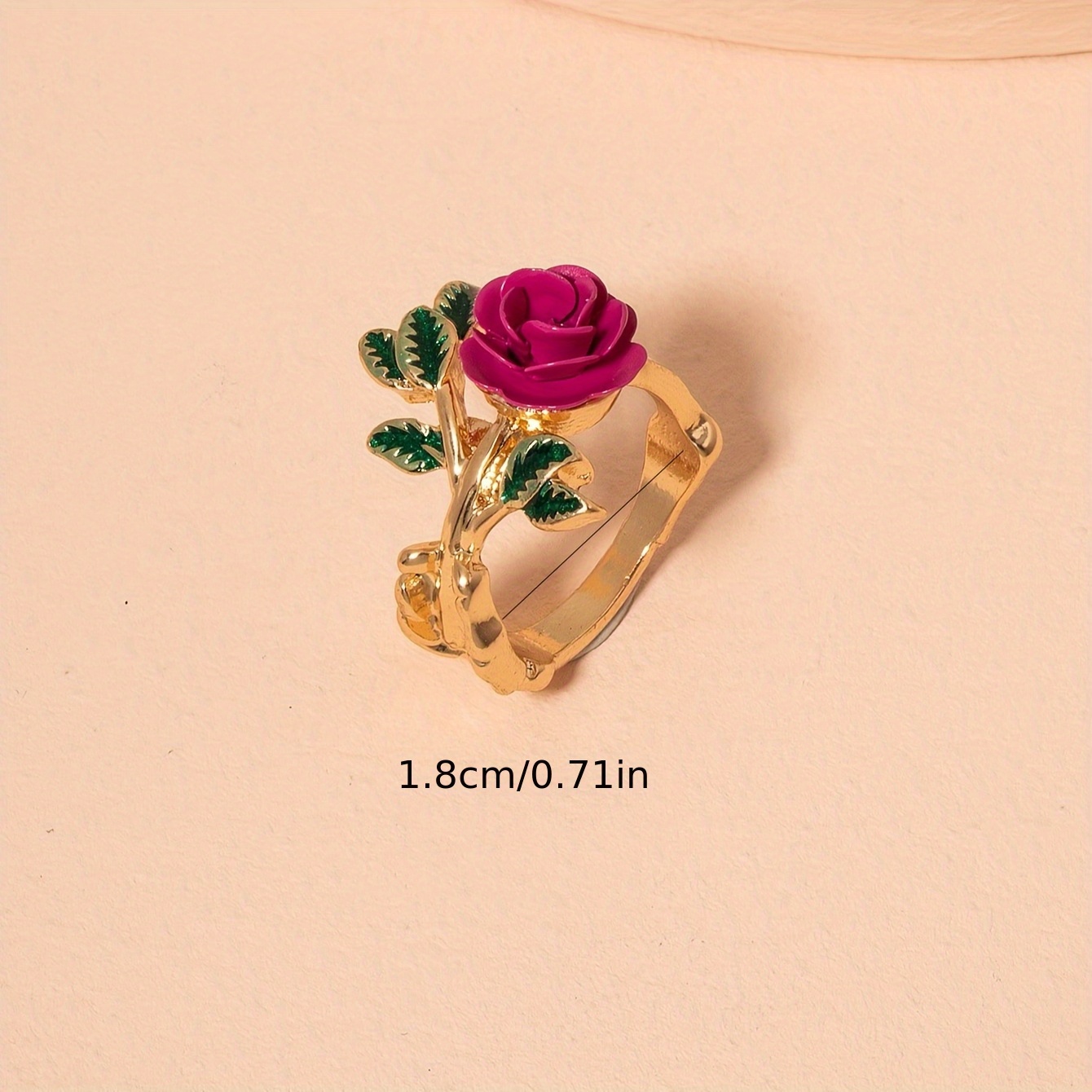 Women's Elegant Rose Flower Ring, Holiday Gift