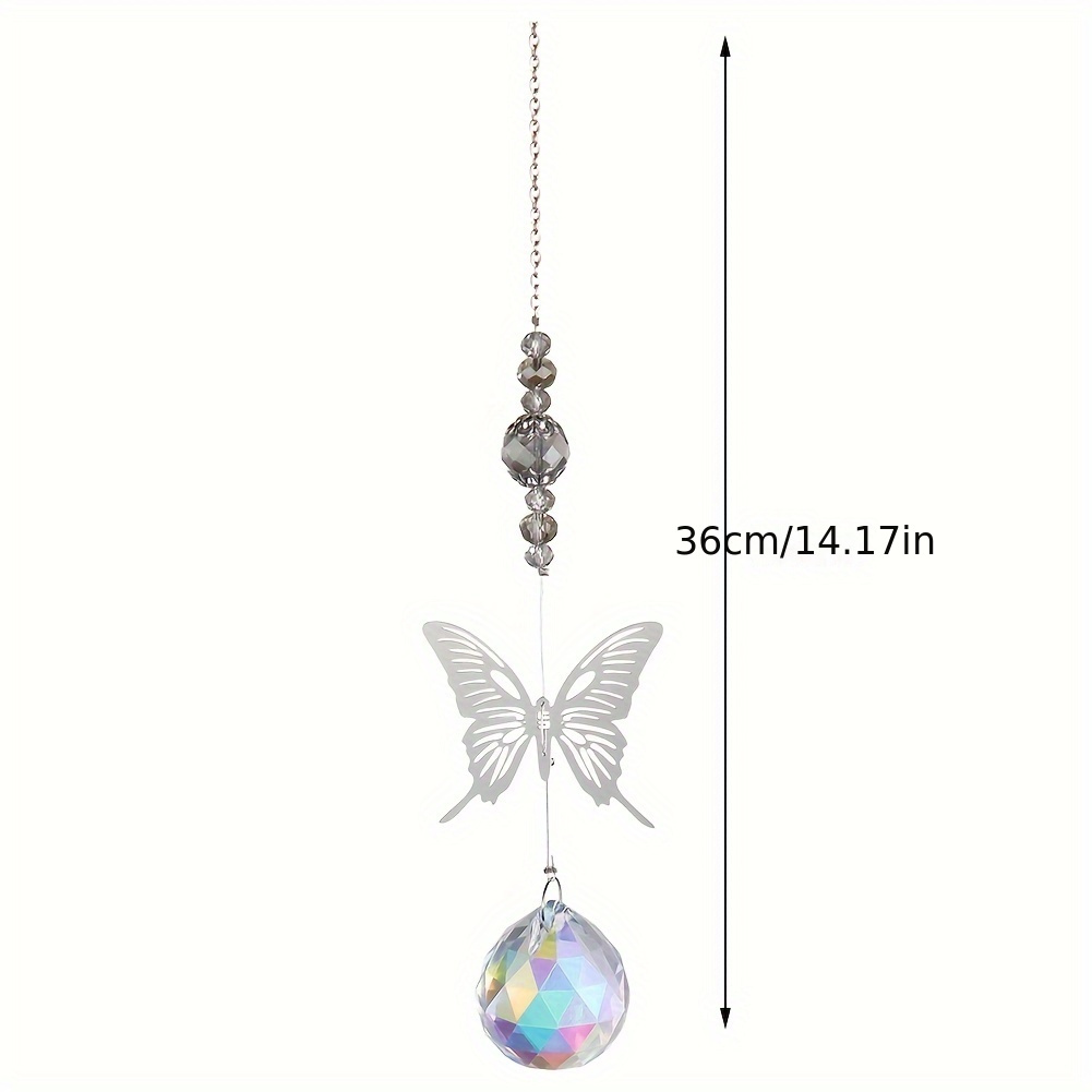 Butterfly Wind Chimes With Decorative Fake Crystals Beads - Temu