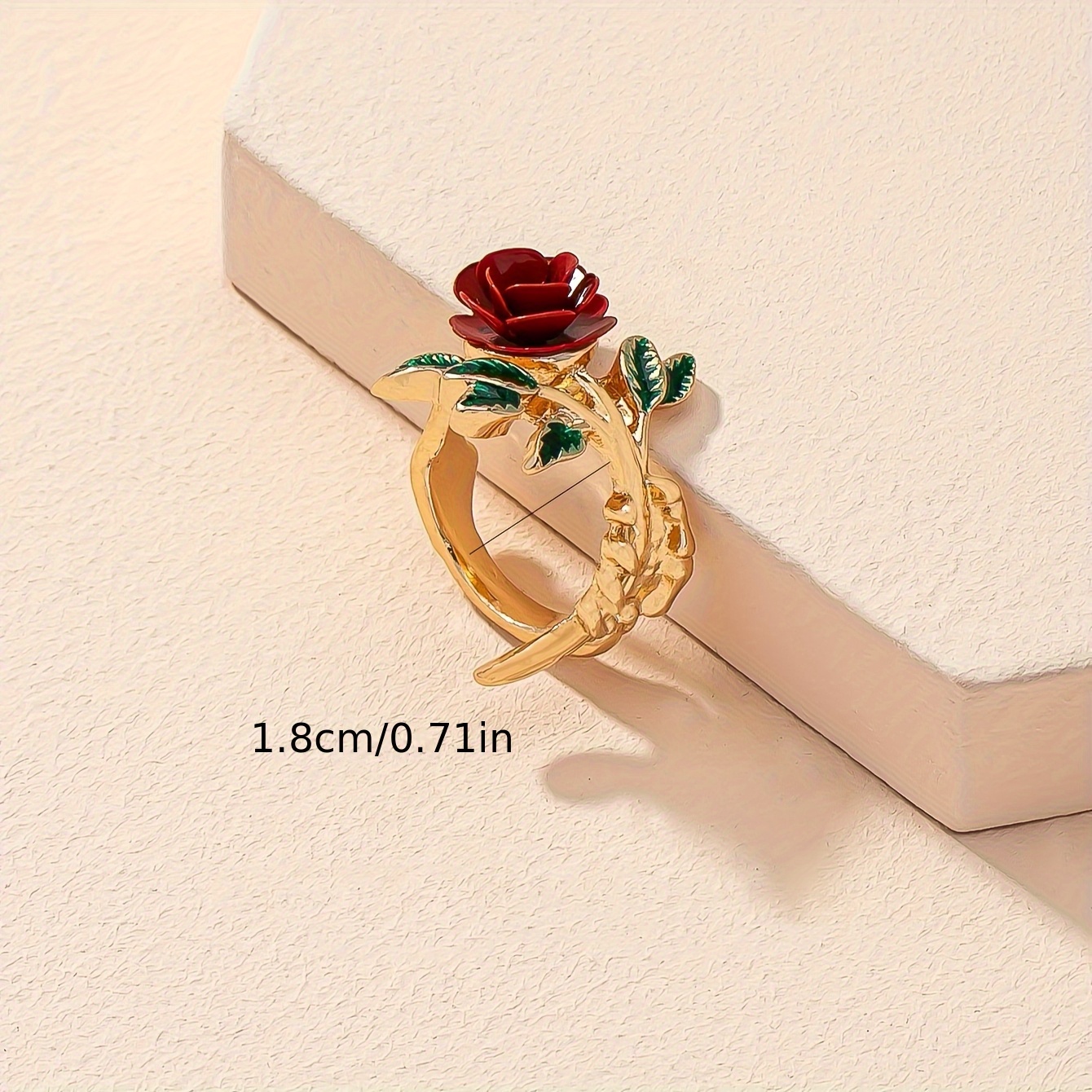 Women's Elegant Rose Flower Ring, Holiday Gift