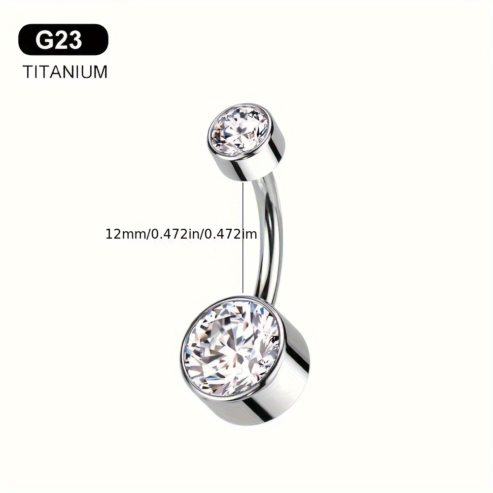 1pc 14g G23 Titanium Navel Ring, Elegant And Sexy Fashion Internal Thread Top Synthetic Cubic Zirconia Navel Ring, Hypoallergenic Grade, Suitable For Women' Wear And Party Wear, Is An Ideal Gift