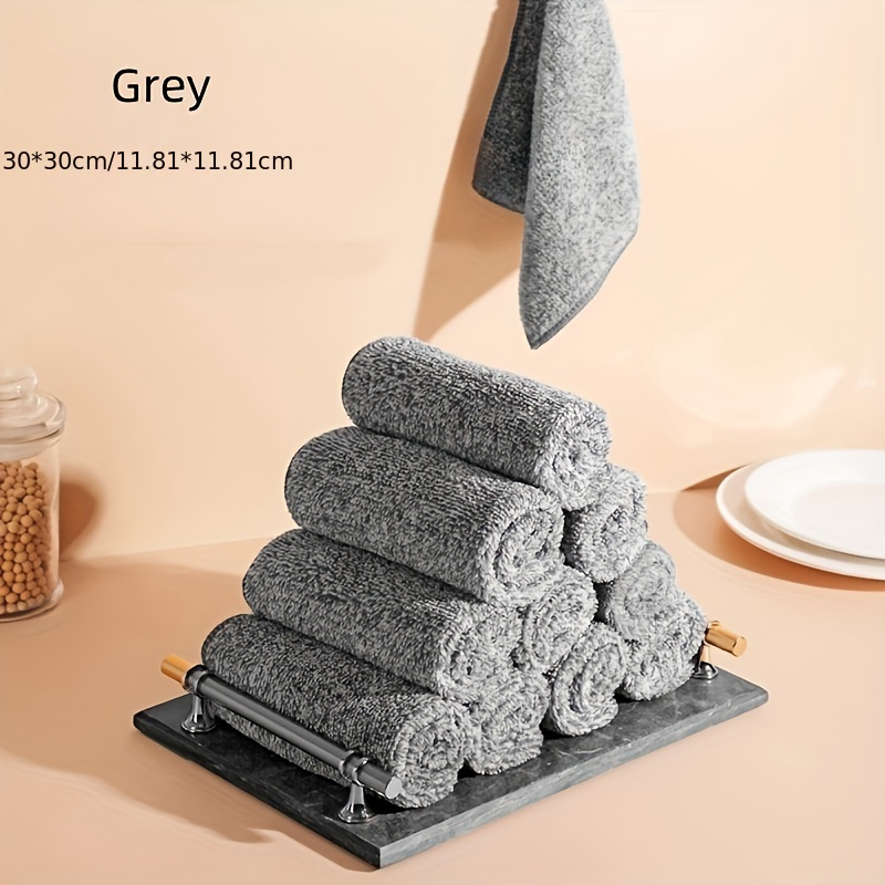 Toalla de cocina gris, paños de limpieza de fibras de carbón de