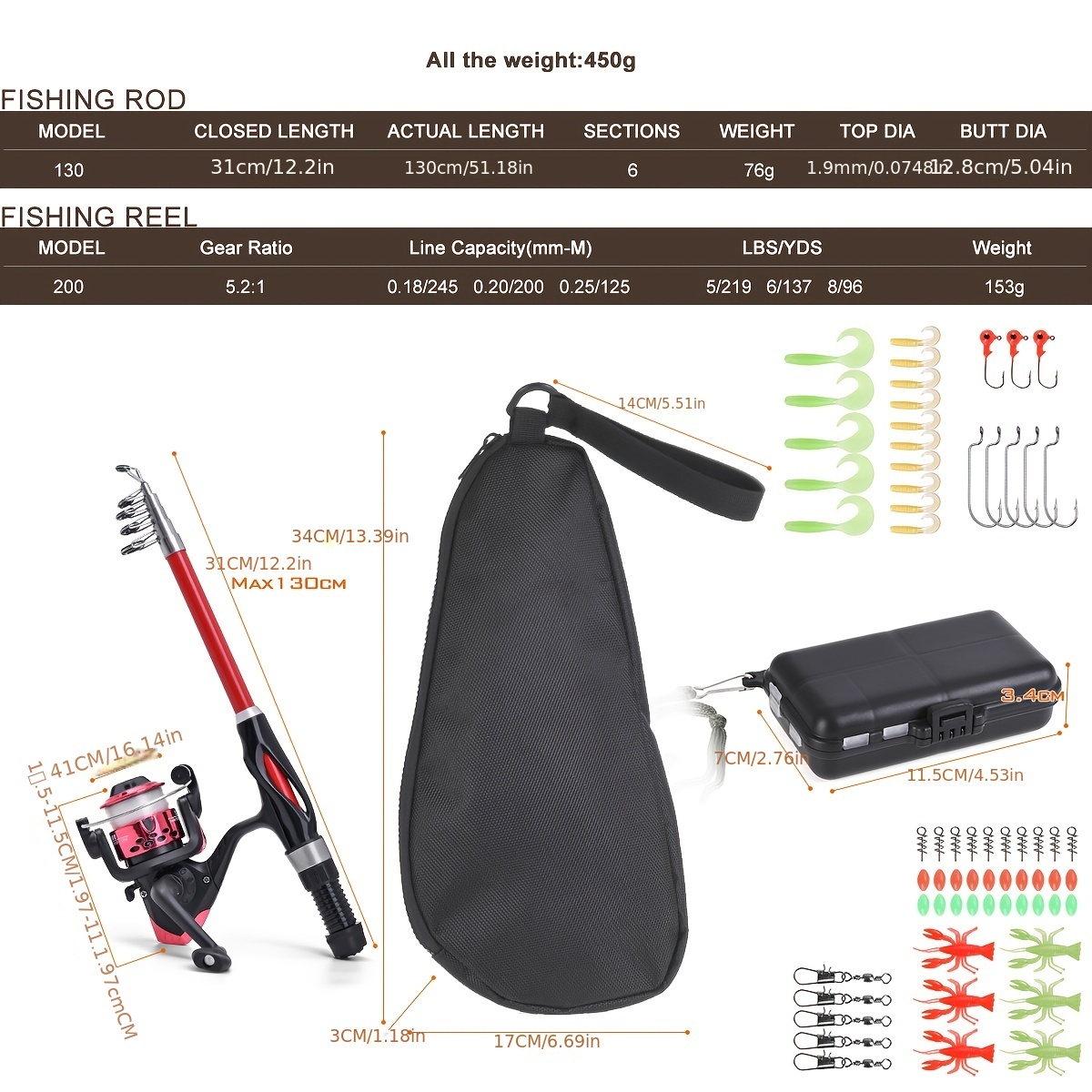 Portable Telescopic Fishing Rod Set With Fishing Case Fishing Reel For Kids  Best Gifts For Fishing Beginners
