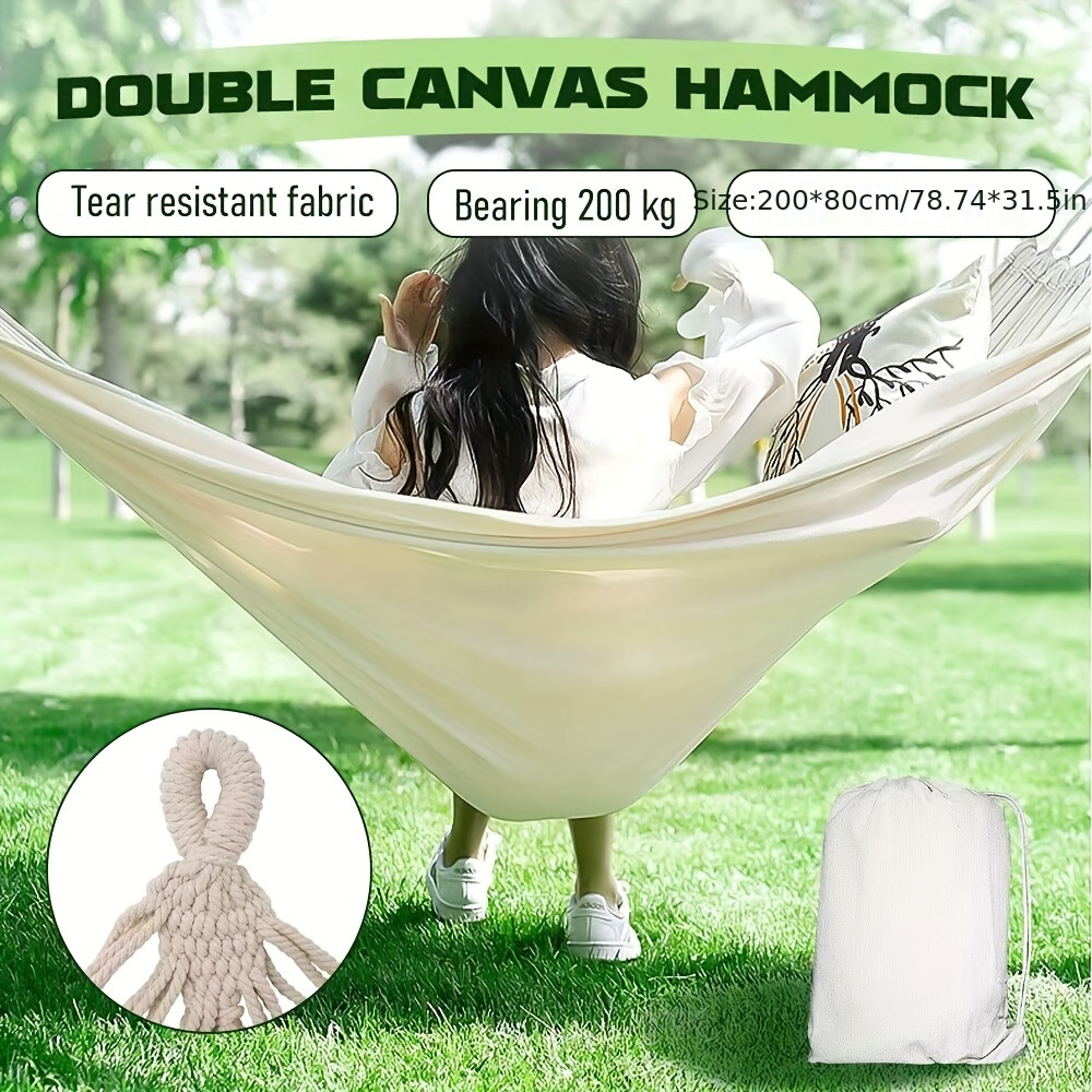 

1pc Patio Garden Outdoor Hanging Chair, Casual Solid Color Hammock For Camping, Hammock Swing Chair For Indoor & Outdoor Patio, Yard, Deck, Garden & Porch (with 2 Tie Rope And Storage Bag)