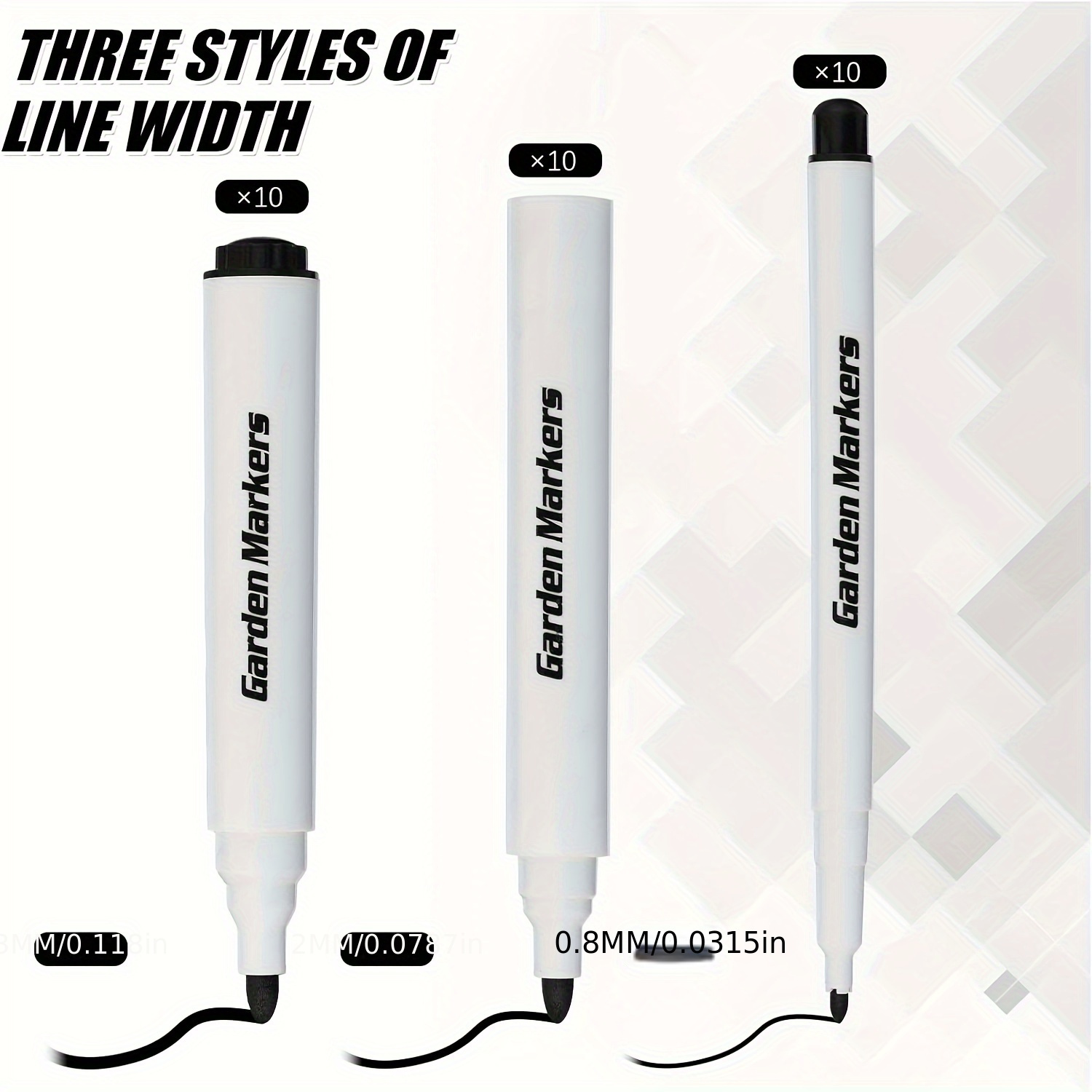 3 Size Garden Marker Pens Black Permanent Markers Outdoor - Temu