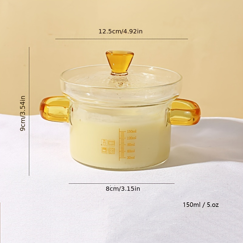 TEMU 1pc Small Glass Pot, Made Of High Borosilicate Heat-resistant Glass. Cooking Utensil Includes A Glass Bowl With Measurement , A Small Steaming