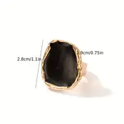 chic ring irregular black plate design silvery or golden make your call match daily outfits party accessory special decor for female details 3