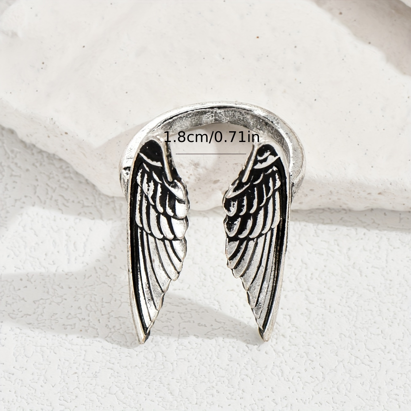 Fashionable Vintage Open Angel Wing Adjustable Ring, Unisex Design