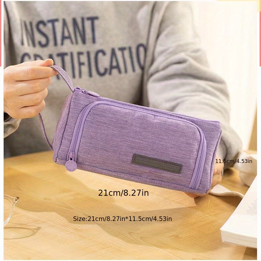 3 or 4 Compartment Purple Large Pencil Case Pen Bag School Student
