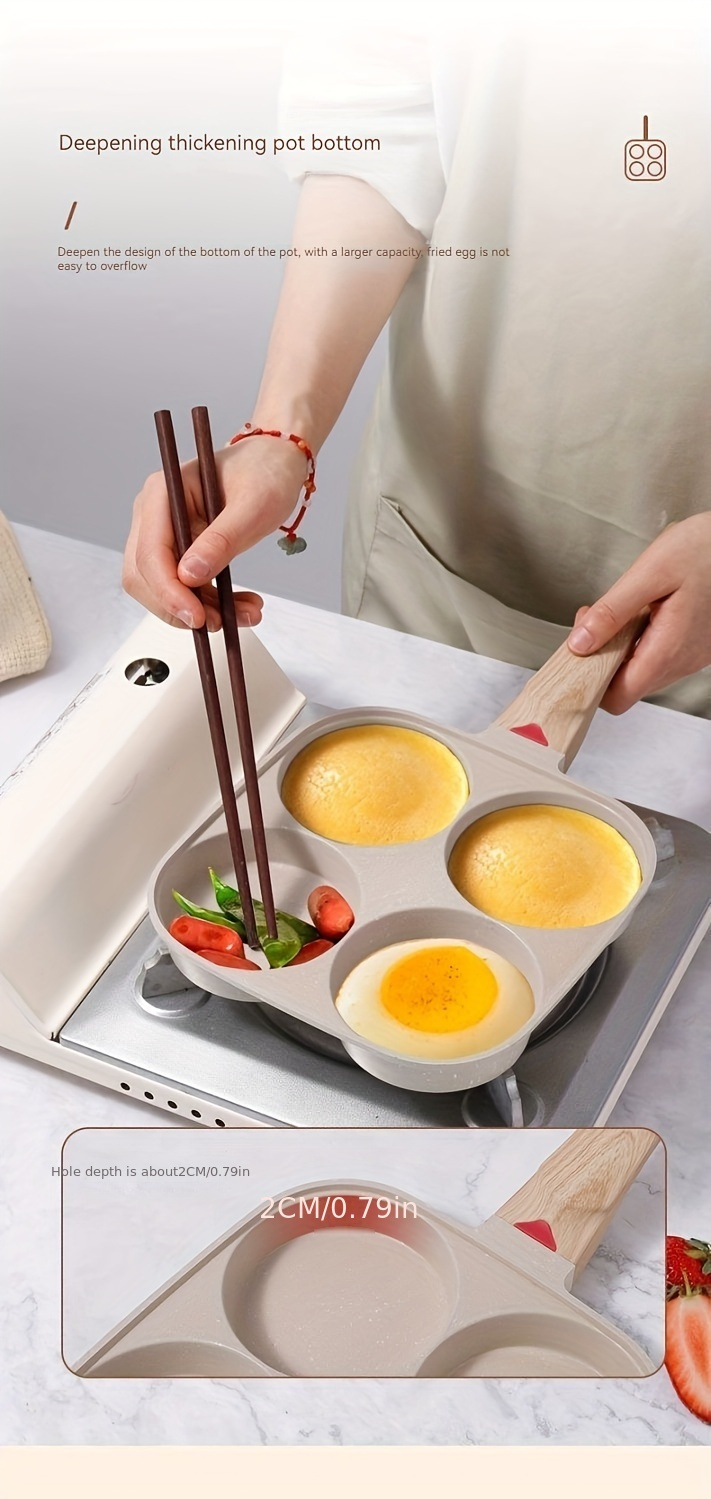 four hole fried egg pan burger pan flat bottom pan non stick pan home breakfast pan small pancake pan egg pan details 7